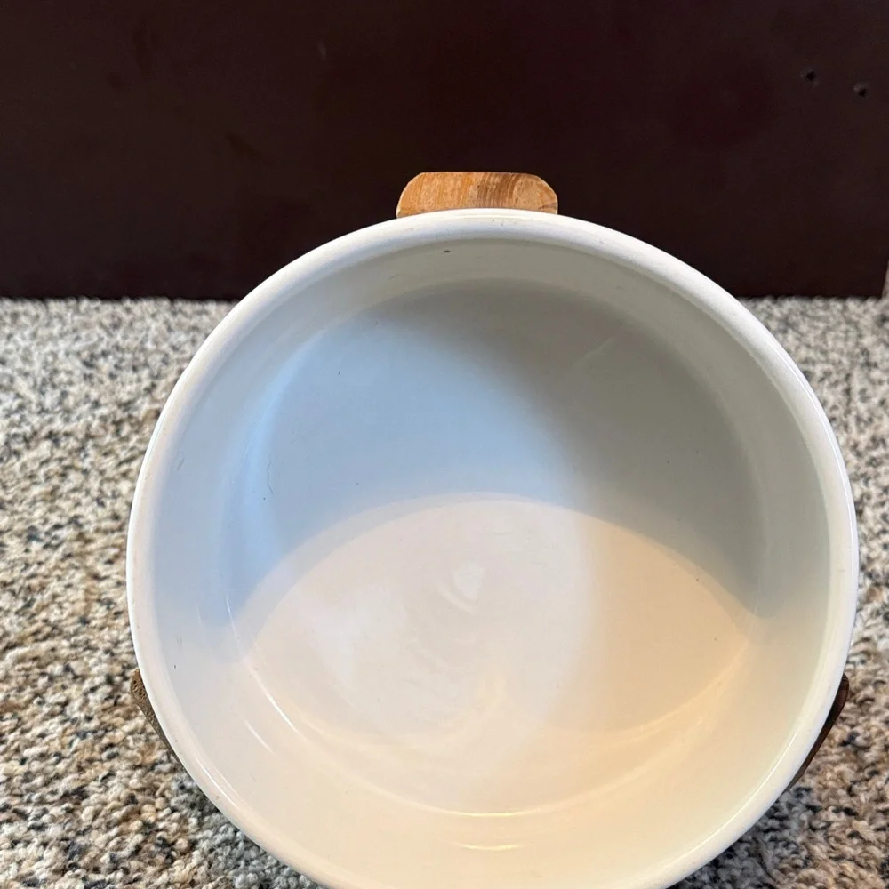 White Ceramic Pet Bowl with Wooden Stand - Picture 3 of 6